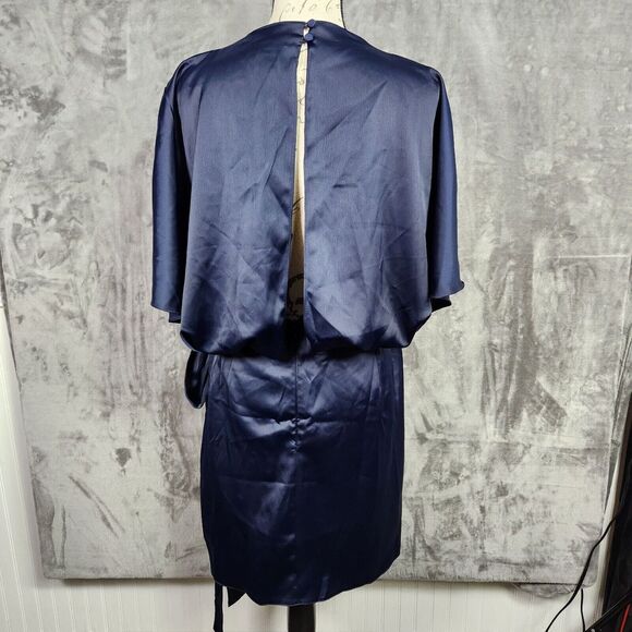 Asos Curve Dress Womens 18 Blue Faux Wrap Kimono Sleeve Open Back Sexy Party - Picture 5 of 15